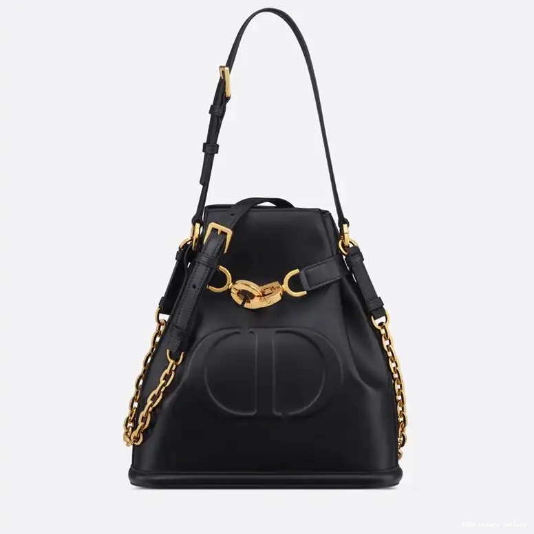 C'est CD-Embossed Calfskin Black Dior Medium Bag 0613 Luxury
